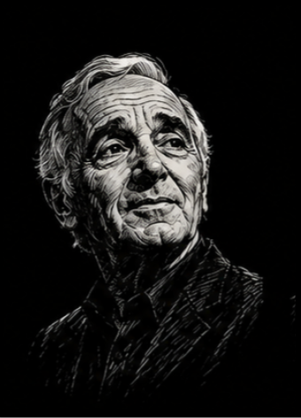 Portrait gravé de Charles Aznavour